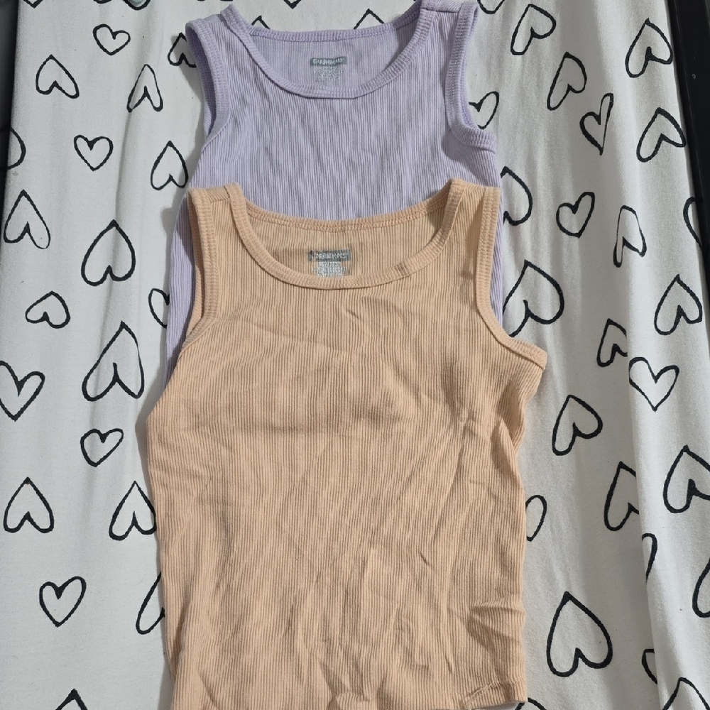 Ribbed Tank Top Set - Lavender and Peach